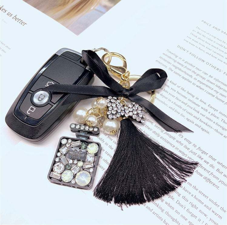 Crystal perfume bottle keyrings,shining keychain sparkly bag Diamond Rhi... - $16.61