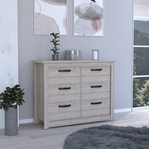 6 Drawer Double Dresser , Four Legs, Metal Hardware -Light Gray - £268.33 GBP