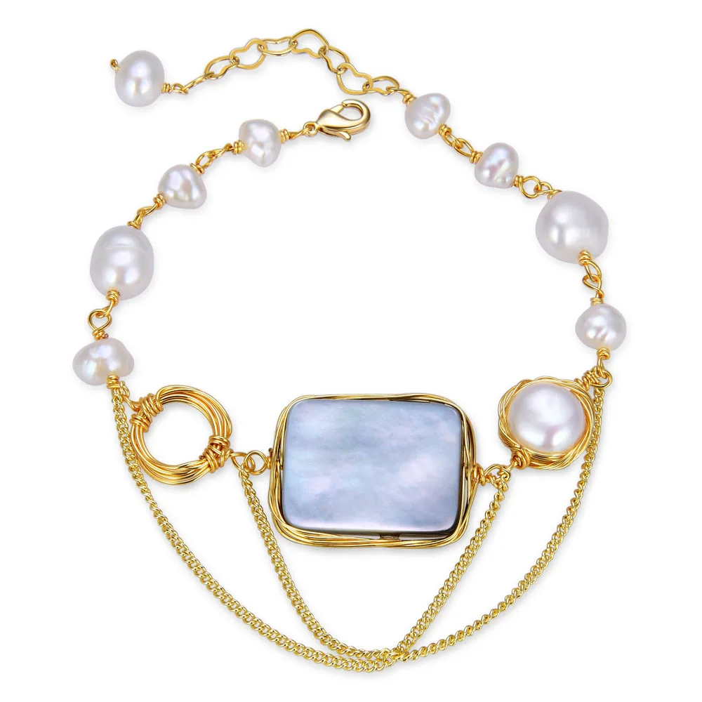 Fashion Design Jewelry Bracelet Natural Pearl Charm Bracelet Student Party Gift  - £18.04 GBP