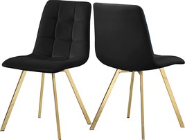 Modern | Contemporary Velvet Upholstered Dining Chair With Box Tufted, Black. - £211.84 GBP