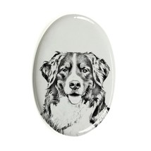 Bernese Mountain Dog- Gravestone oval ceramic tile with an image of a dog. - £7.98 GBP