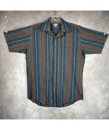 Vintage Boulevard BLOCK Shirt Mens M Multicolored Striped Button Up Shor... - $37.41 CAD