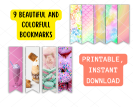 Printable Bookmarks, Book Colorful designe ,Digital Letter Size PDF,PNG... - $1.99