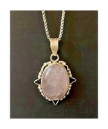 925 STERLING SILVER 50 CT ROSE QUARTZ PENDANT ON CHAIN NECKLACE SKY - $51.48