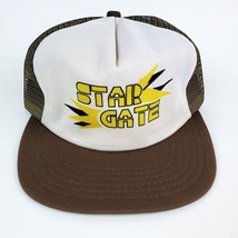 80&#39;s Vintage Star Gate Trucker Hat Snapback Mesh Back Brown White Never ... - $27.71