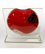 Unique Modern Fused Art Red Glass Flower Vase With Fish And Bubbles Patt... - $59.40
