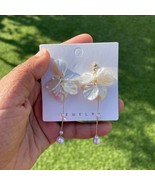 Petal Drop Earrings| Bridal Earrings| Wedding Floral Dangle| White petal... - $13.99
