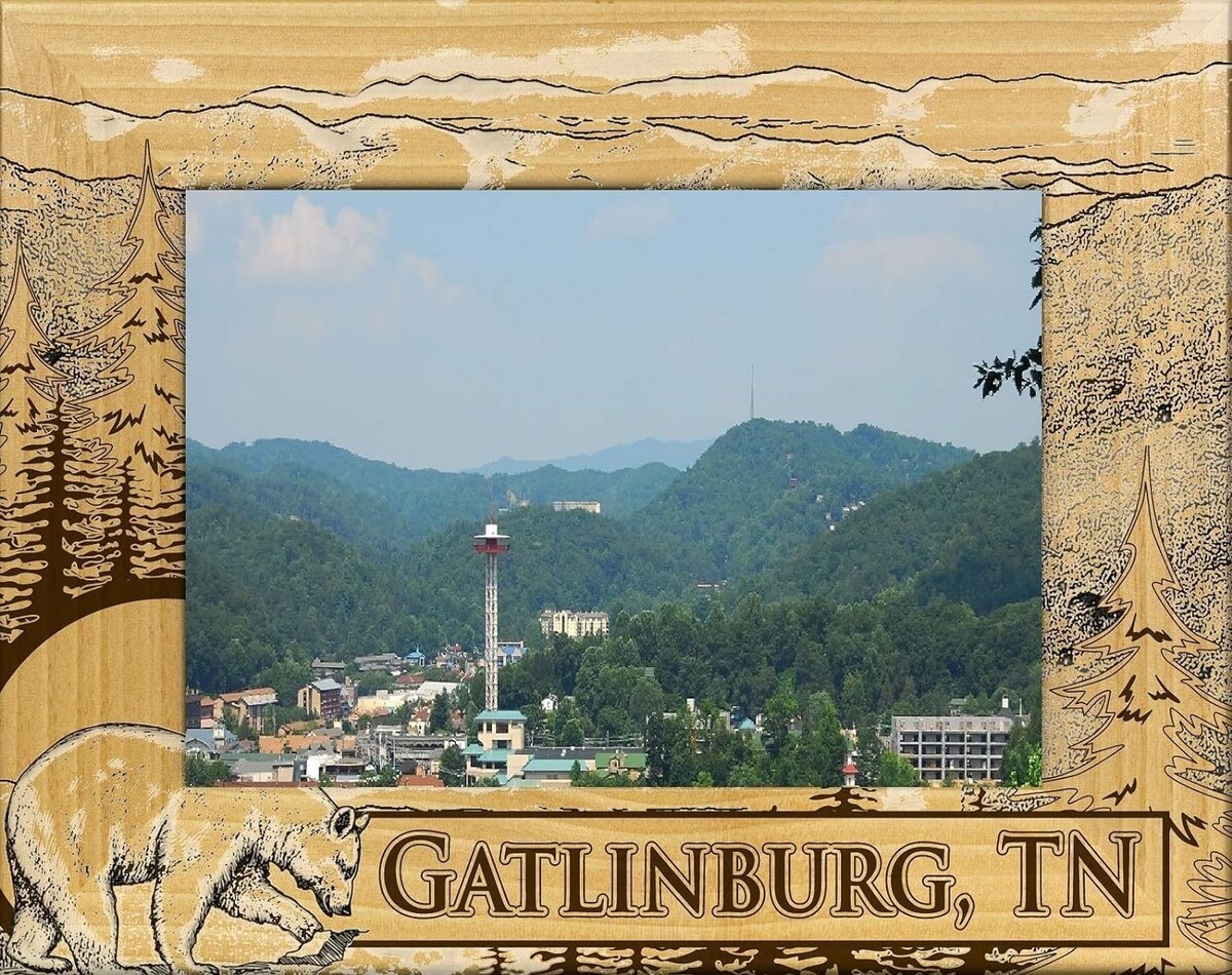 Gatlinburg Tennessee Sketch Laser Engraved Wood Picture Frame Landscape ... - $30.99