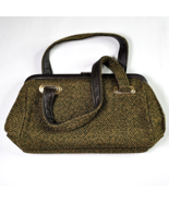 1950s 1960s JR Julius Resnick Florida Green Brown Tweed Top Handle Handb... - $50.00
