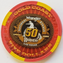 Wrangler National Finals 50 Rodeo Las Vegas Gold Coast $5 Casino Poker Chip - £8.61 GBP