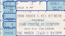 John Cougar Mellencamp Ticket Stub Marzo 22 1988 Seattle Centro Colosseo - £8.83 GBP