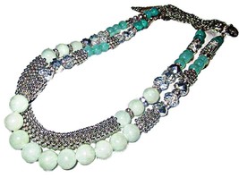 White House Black Market Chunky Convertible 2 Chain Necklace with Glass Beads - £13.53 GBP