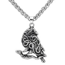 Celtic Raven Necklace Silver Stainless Steel Norse Flacon Viking Crow Pendant - £19.74 GBP