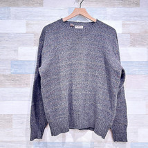 Jos A Bank Shetland Wool Tweed Sweater Gray Crew Neck Vintage Mens 42 Large - $44.54