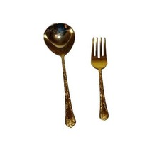 WM Rogers &amp; Son Enchanted Rose Gold Plate Silverware 2 serving pcs Fork ... - $338.62 MXN