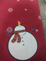Celebrate The Season Holiday Placemat Snowman. 14x19&quot;. 100%Cotton Red - £6.20 GBP