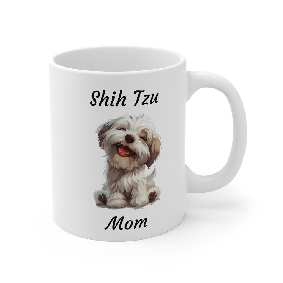 Shih Tzu Mom Dad Mug | Cute Shih Tzu Illustration, Dog Lover Coffee Cup - $12.99