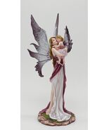 Fairy Mom and Baby Love in the air White and Purple Winged Collectible F... - $68.59