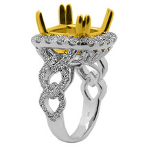 Unique Semi Mount For Cushion Or Radiant Diamond Halo Engagement Ring 18K Gold - £4,511.18 GBP