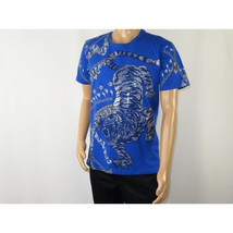 Mens PLATINI Sports Shirt With Rhine Stones Lion Chain STT8025 Royal Blue image 4