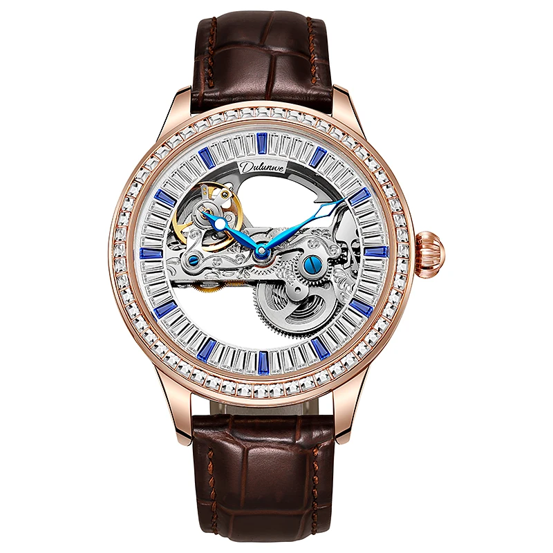   Zircon Dial Skeleton Mechanical Watch Men&#39;s  Waterproof Sport Automatic Male W - £50.06 GBP