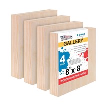 4 Pack - 8&quot; x 8&quot; Gallery 1-1/2&quot; Profile Depth Artist Wood Pouring Panel Boards - £27.81 GBP