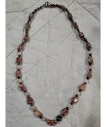 Pretty Multicolor  Natural Stone Beaded Choker Style Necklace 18&quot; Vintage - $34.00