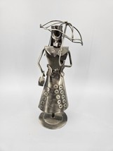 Vintage Scra Art Shopping Lady w/ Umbrella Metal Folk Art Figure - £14.49 GBP
