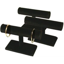 3 Black Velvet T-Bar Bracelet Watch Jewelry Displays - $31.29