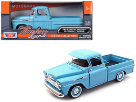 1958 Chevrolet Apache Fleetside Pickup Truck Light Blue 1/24 Diecast Model Car b - $42.27