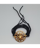 Septimo Gold Tone Hamsa Medallion Wrap Bracelet Black Suede Cord - $557.69 MXN