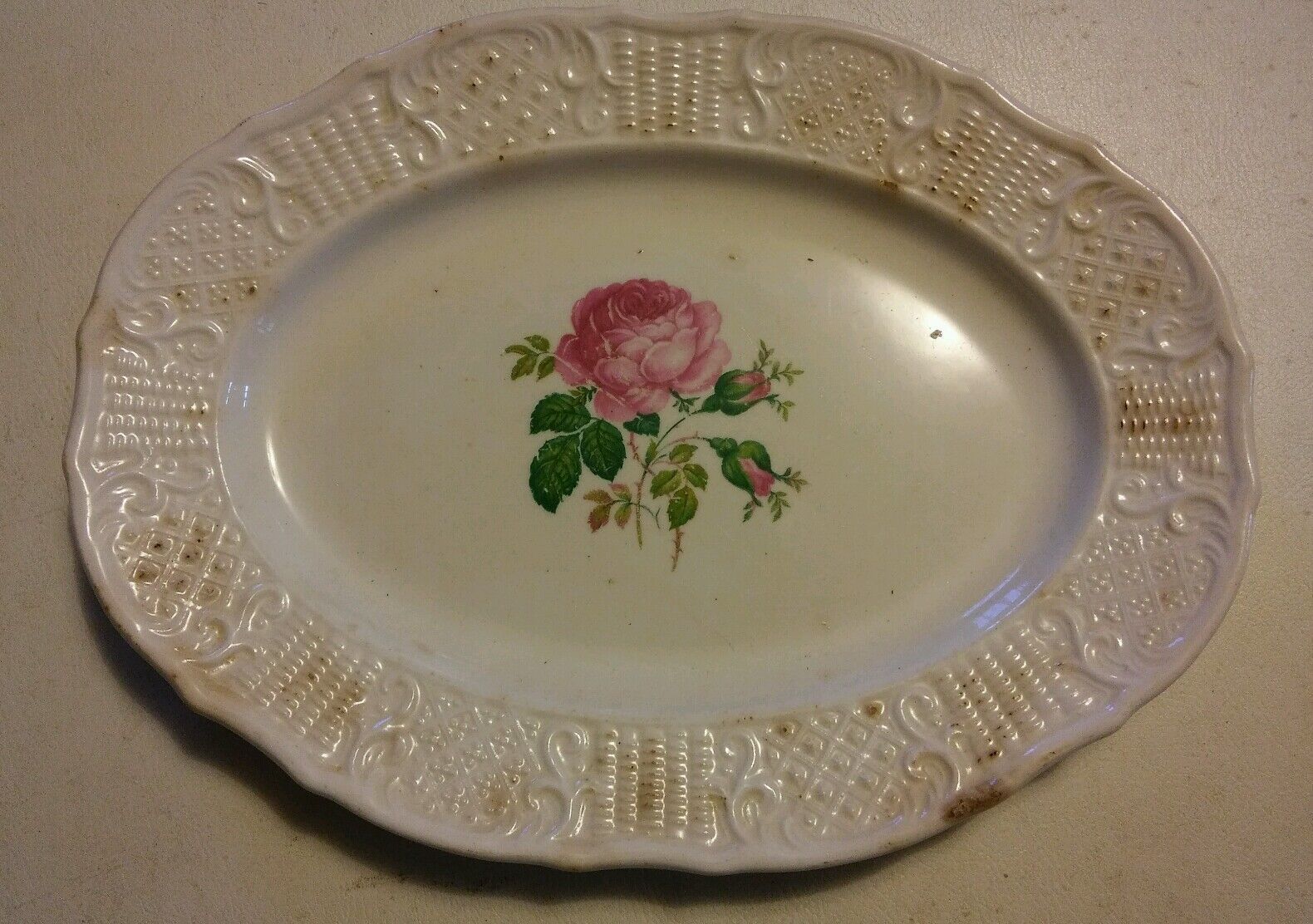000 Vintage Washington Colonial Platter Plate Rose Floral Pattern 11x8.5... - $11.99
