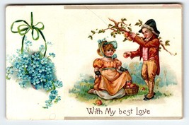 Valentines Day Postcard Victorian Children With My Best Love Germany Vintage - £10.43 GBP