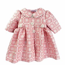 Blueberi Boulevard Brocade Baby Overcoat Pink White Size 6-9 A Line Dressy - £14.92 GBP