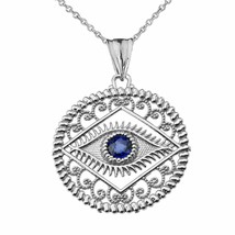 925 Sterling Silver Round Filigree Evil Eye Pendant Necklace - £30.73 GBP+