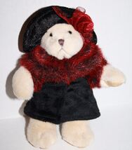 Russ Berrie Stuffed Teddy Bear Plush 7" Oksana Coat Rose Hat Scarf Soft ... - $10.40
