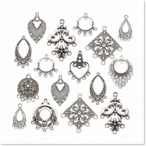 60pcs Tibetan Antique Silver Alloy Chandelier Components - Dangle Earrings Conne - $38.60