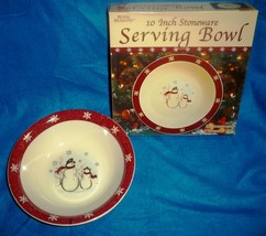 Royal Seasons Holiday Snowman Stoneware 10 Inch Serving Bowl - $14.96