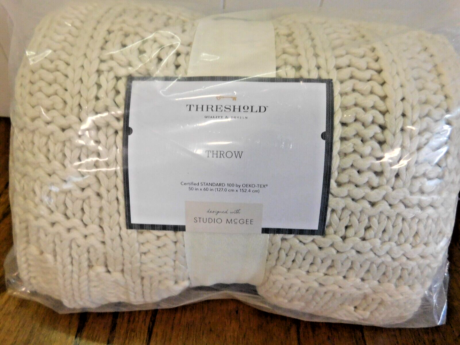 New THRESHOLD STUDIO MCGEE  THROW Blanket 50" X 60” Cream Ivory - £31.76 GBP