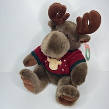 People Pals Moose Plush Christmas Knitted Sweater Reindeer Stuffed Anima... - £22.93 GBP
