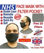 LTG Cotton Face Mask with 10 Filters Mouth Washable Reusable Soft Black ... - $51.32 MXN+