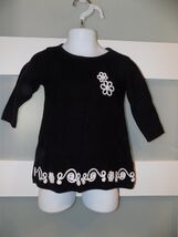 HANNA ANDERSSON BLACK THICK SWEATER DRESS W/WHITE PIPING SIZE 70 (6/12 M... - $17.10