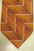 NEW Jhane Barnes Orange Geometric Abstract Hand Made in Italy Silk Tie - £35.96 GBP