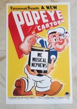 Popeye Cartoon Promotional Advertising Poster Reproduction &quot;Me Musical Nephews&quot; - £27.08 GBP