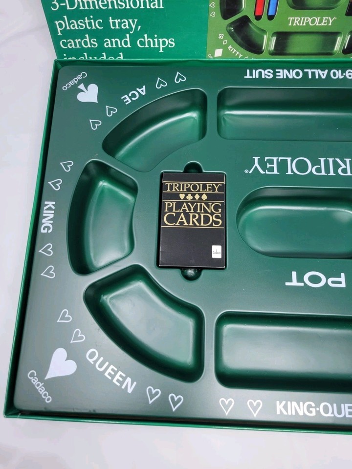VINTAGE Tripoley Players Edition 3D Tray COMPLETE Cadaco 1989 Cards Chips Item image 2