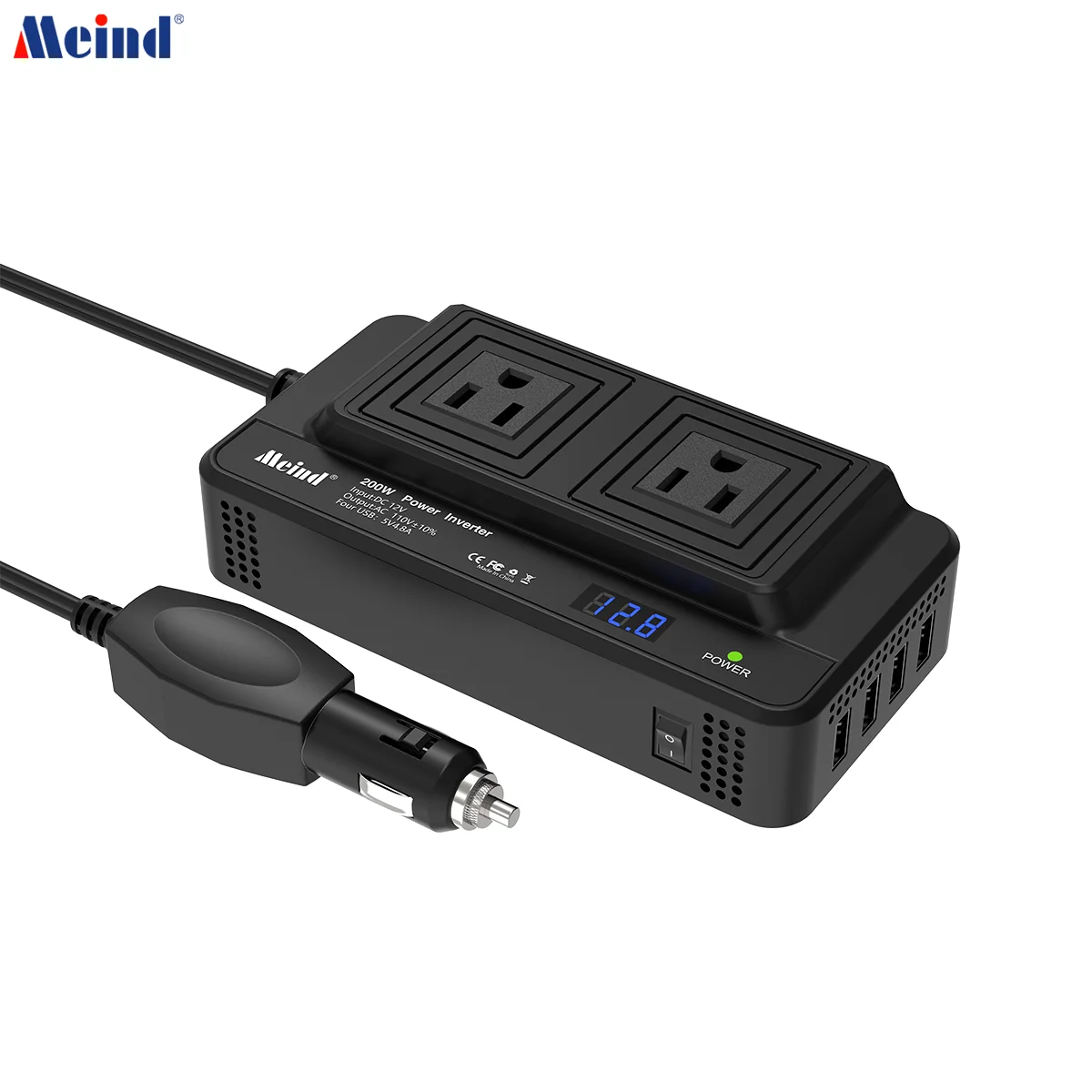 Meind 200w Car Power Inverter with Dual Universal Sockets&amp;USB QC3.0 DC12V to - £31.55 GBP