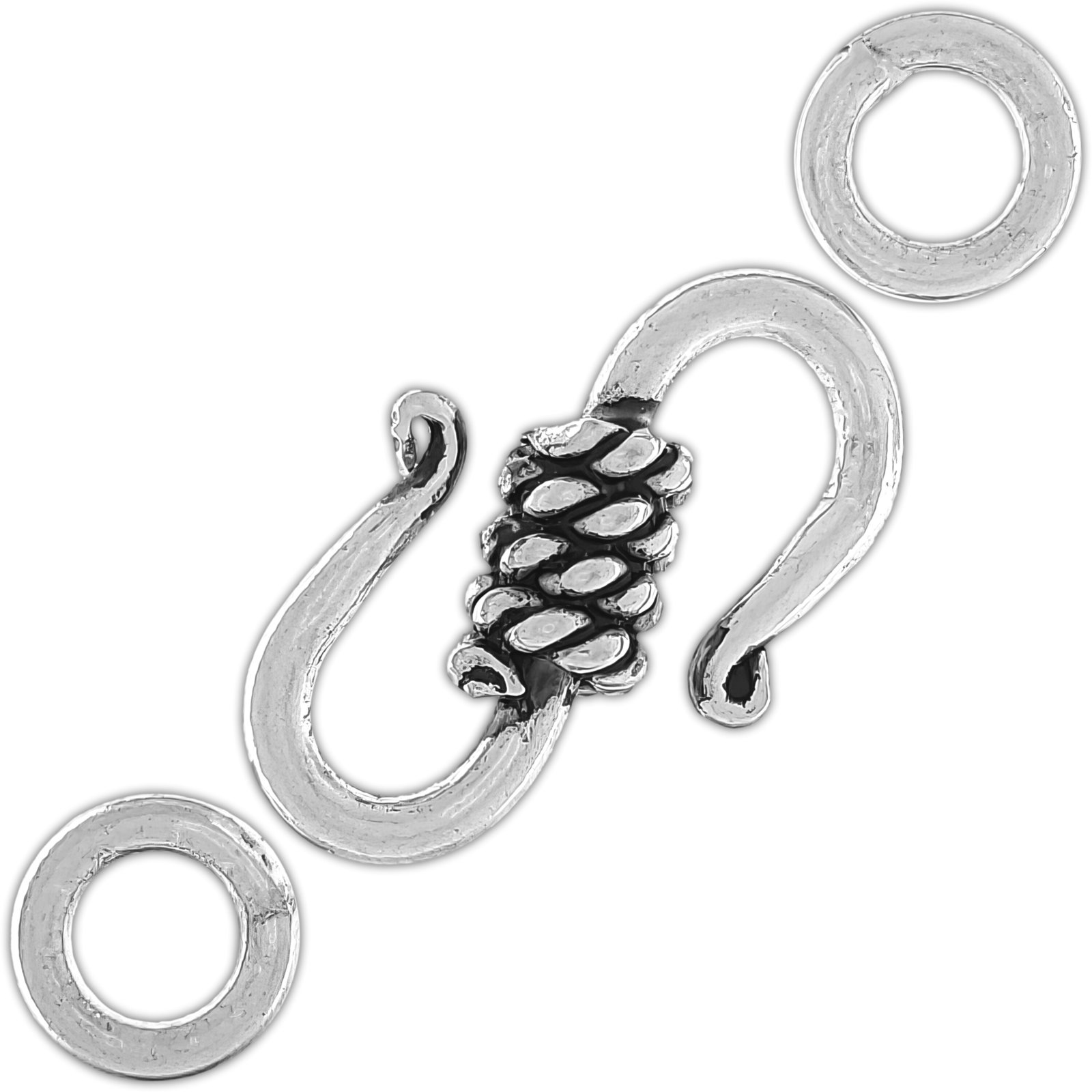 Bali .925 Solid Sterling Silver Fancy "S" Hook & Rings Clasp Closure -   - $7.37