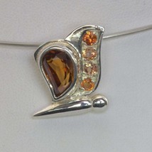 Pendant Chocolate Zircon Orange Sapphire 925 Silver Ladies Butterfly Design 70 - £75.00 GBP