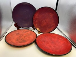 Rainbow Gate Pottery Santa Fe New Mexico Set of 4 Dinner Plates Red tones - £160.84 GBP