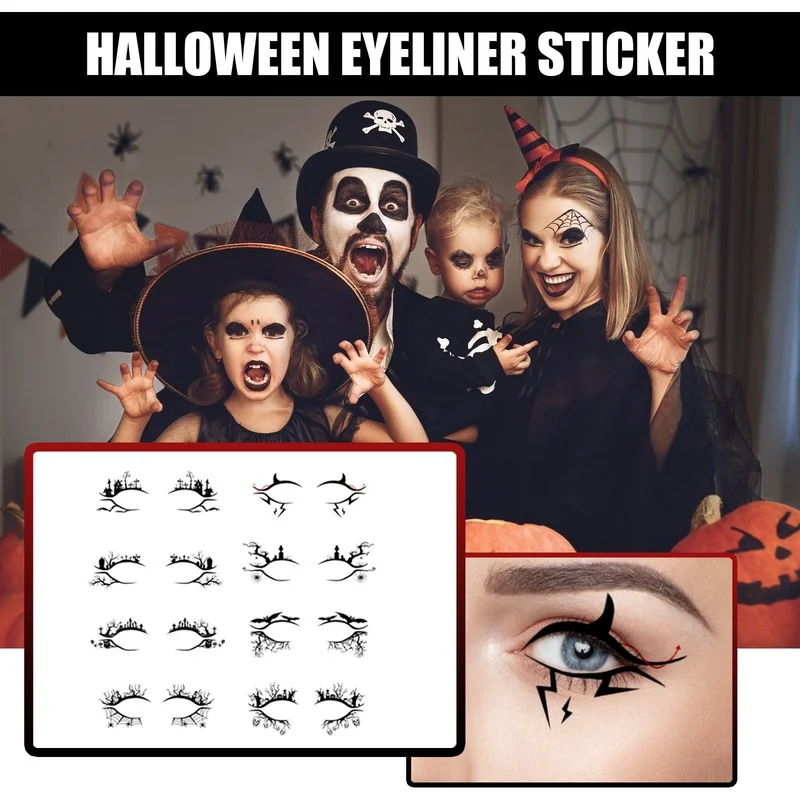 House Home 4/8pair Eye Tattoo Stickers Halloween Eyeliner Face Laces Makeup Stic - £19.98 GBP